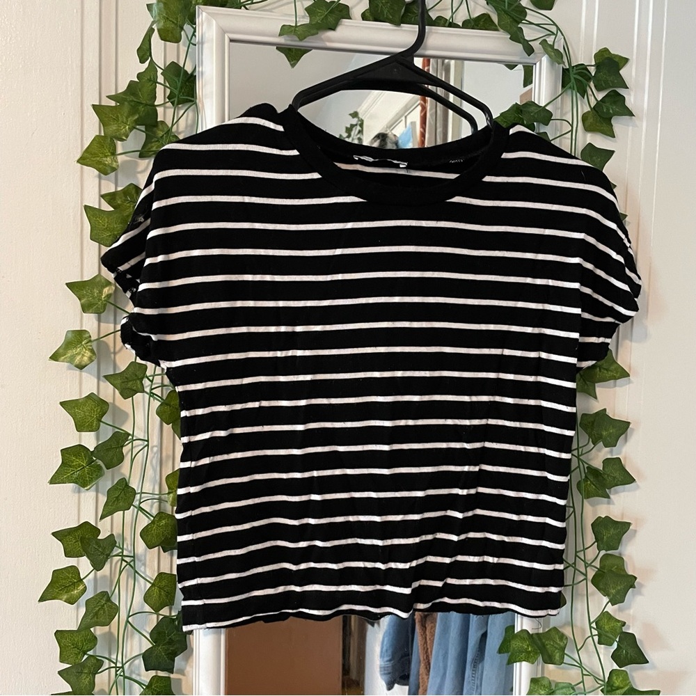Zara Black & White Striped Tee